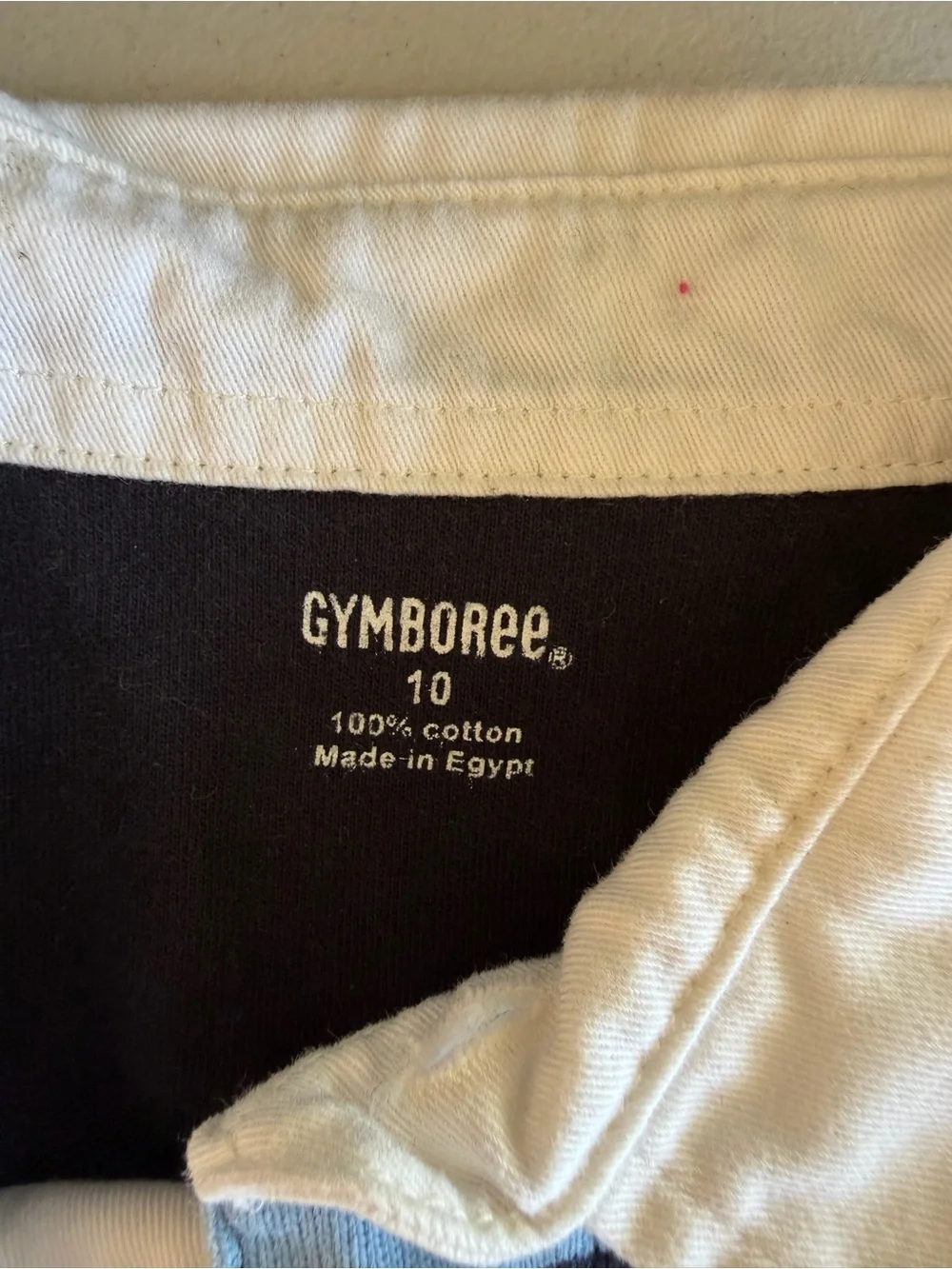 Gymboree Navy and Light Blue Striped Rugby Shirt with White Collar